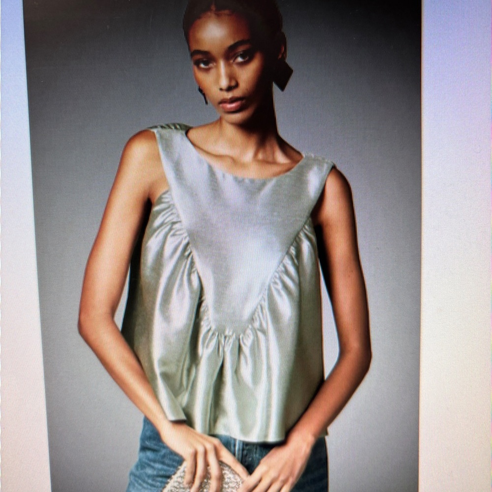 Anthropologie Women Mare Mare  Shirred Swing Tank Top Mint Green Size Medium NWT